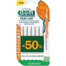 GUM Trav-ler Μεσοδόντια Βουρτσάκια 0,9mm Πορτοκαλί 2 x 6τμχ
