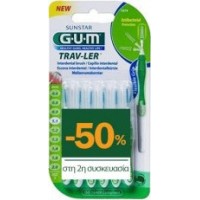 GUM Trav-ler Μεσοδόντια Βουρτσάκια 1,1mm Πράσινο 2 x 6τμχ