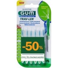 GUM Trav-ler Μεσοδόντια Βουρτσάκια 1,1mm Πράσινο 2 x 6τμχ